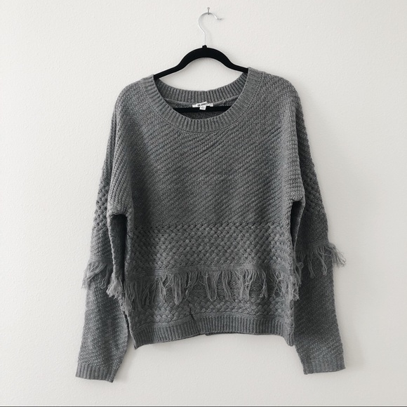 BB Dakota Sweaters - BB Dakota Revolve Sweater Gray Fringe Large NWT